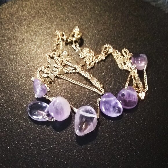 Ametrine Nugget - Layered Necklace - Dainty Gold Necklace - Semi-Precious Stones - Picture 3 of 9